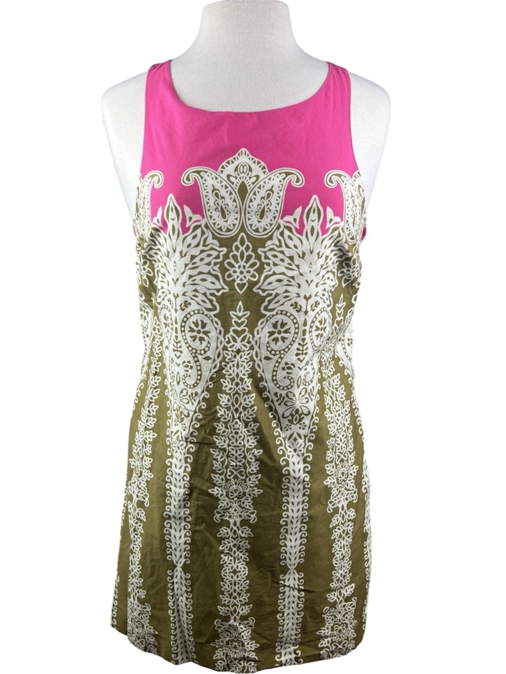 Tibi Vibrant Sleeveless Paisley inspired cotton lined Elegant Shift Dress